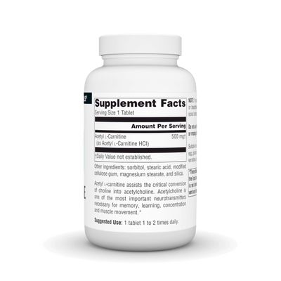 Source Naturals Acetyl L-Carnitine 500 Mg Tablet, 120 Count