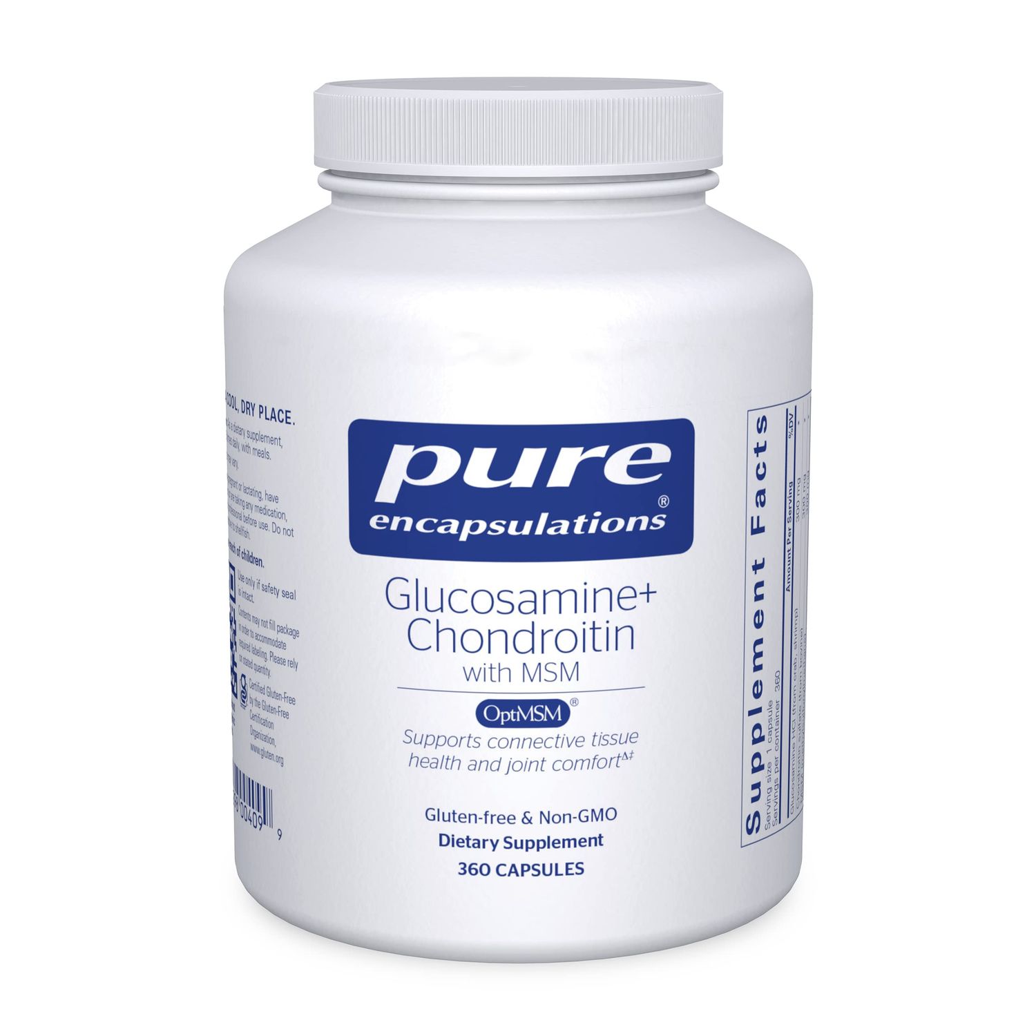 Pure Encapsulations Glucosamine Chondroitin with MSM - Supports Joint Health &amp; Normal Cartilage Formation* - Maintains Enzyme Activity - Gluten-Free &amp; Non-GMO - 360 Capsules
