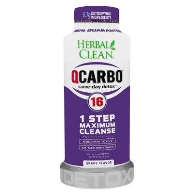 Herbal Clean - QCarbo16 Same-Day Detox Drink, Grape Flavor, (16 fl oz)