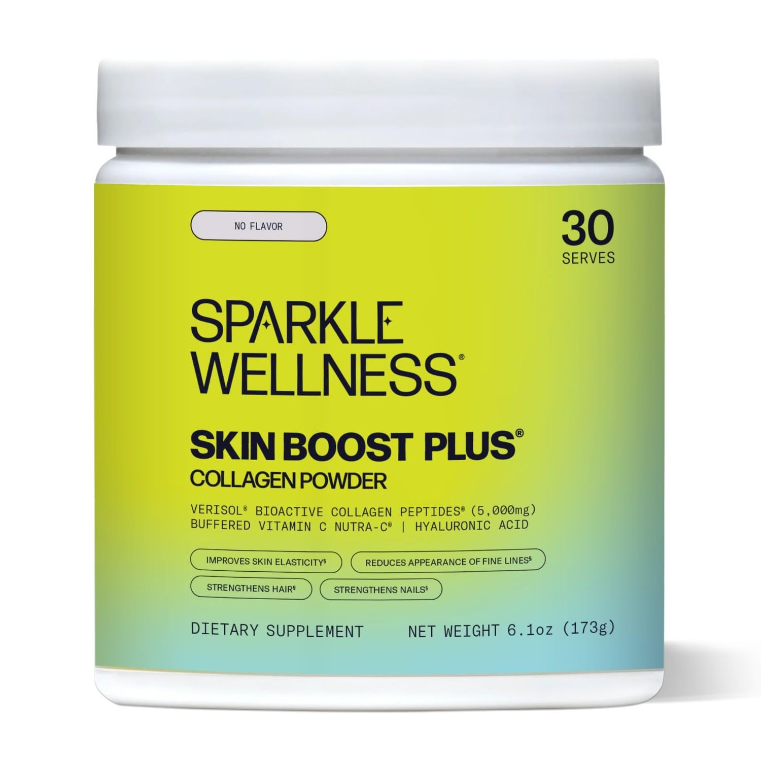 Sparkle Wellness Skin Boost Plus (No Flavor) [30-Serves] | Collagen Powder Supplement with VERISOL Bioactive Hydrolyzed Collagen Peptides, Vitamin C &amp; Hyaluronic Acid to Improve Skin Elasticity