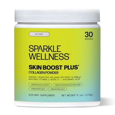 Sparkle Wellness Skin Boost Plus (No Flavor) [30-Serves] | Collagen Powder Supplement with VERISOL Bioactive Hydrolyzed Collagen Peptides, Vitamin C &amp; Hyaluronic Acid to Improve Skin Elasticity
