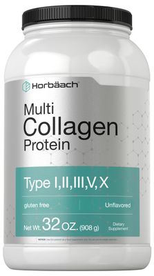 Horbaach Multi Collagen Protein Powder 32 oz | Type I, II, III, V, X | Hydrolyzed Collagen Peptides | Keto &amp; Paleo Friendly | Unflavored &amp; Gluten Free