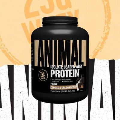 Animal Whey Isolate Protein Powder - Loaded for Pre & Post Workout Muscle Builder and Recovery with Digestive Enzymes for Men & Women - 25g Protein, Great Taste, Low Sugar - Cookies & Cream 4 lbs
