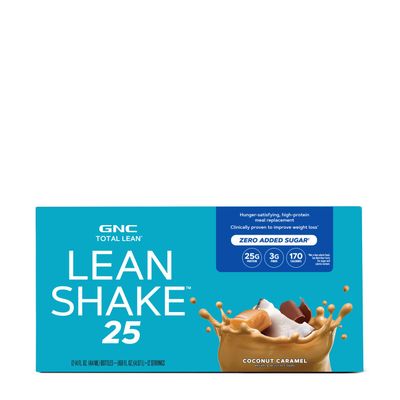 GNC Lean Shake 25 Ready to Drink Protein Shake| 25g High Protein Meal Replacement with Vitamins and Minerals| Coconut Caramel |12 Bottles