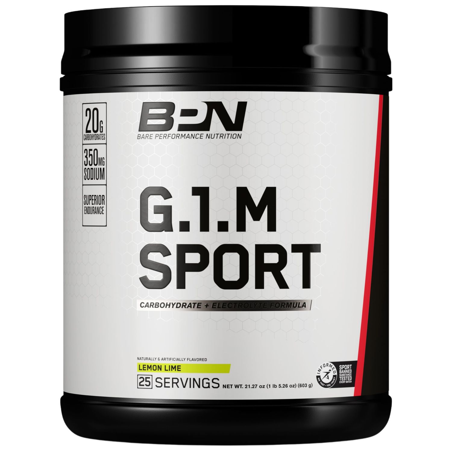 BARE PERFORMANCE NUTRITION, BPN G.1.M Go One More Sport, Endurance Training Fuel, Lemon Lime, Superior Carbohydrate Source &amp; Electrolyte Formula, Reduce Fatigue, 25 Servings