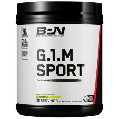BARE PERFORMANCE NUTRITION, BPN G.1.M Go One More Sport, Endurance Training Fuel, Lemon Lime, Superior Carbohydrate Source &amp; Electrolyte Formula, Reduce Fatigue, 25 Servings