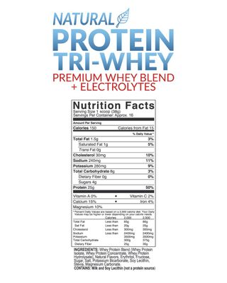 E-hydrate Tri-Whey Protein Powder Gluten Free BCAA + Electrolytes Hydrate Recover, Vanilla, 1.3lb Tub