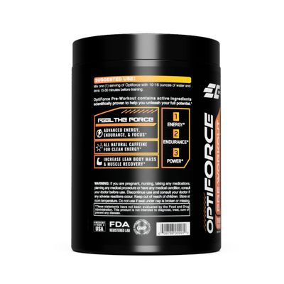 EC Sports OptiForce Pre-Workout Tropical Blast Supplement Powder - Clean Energy & Natural Caffeine w/Long-Lasting Endurance and Focus - 30 Servings