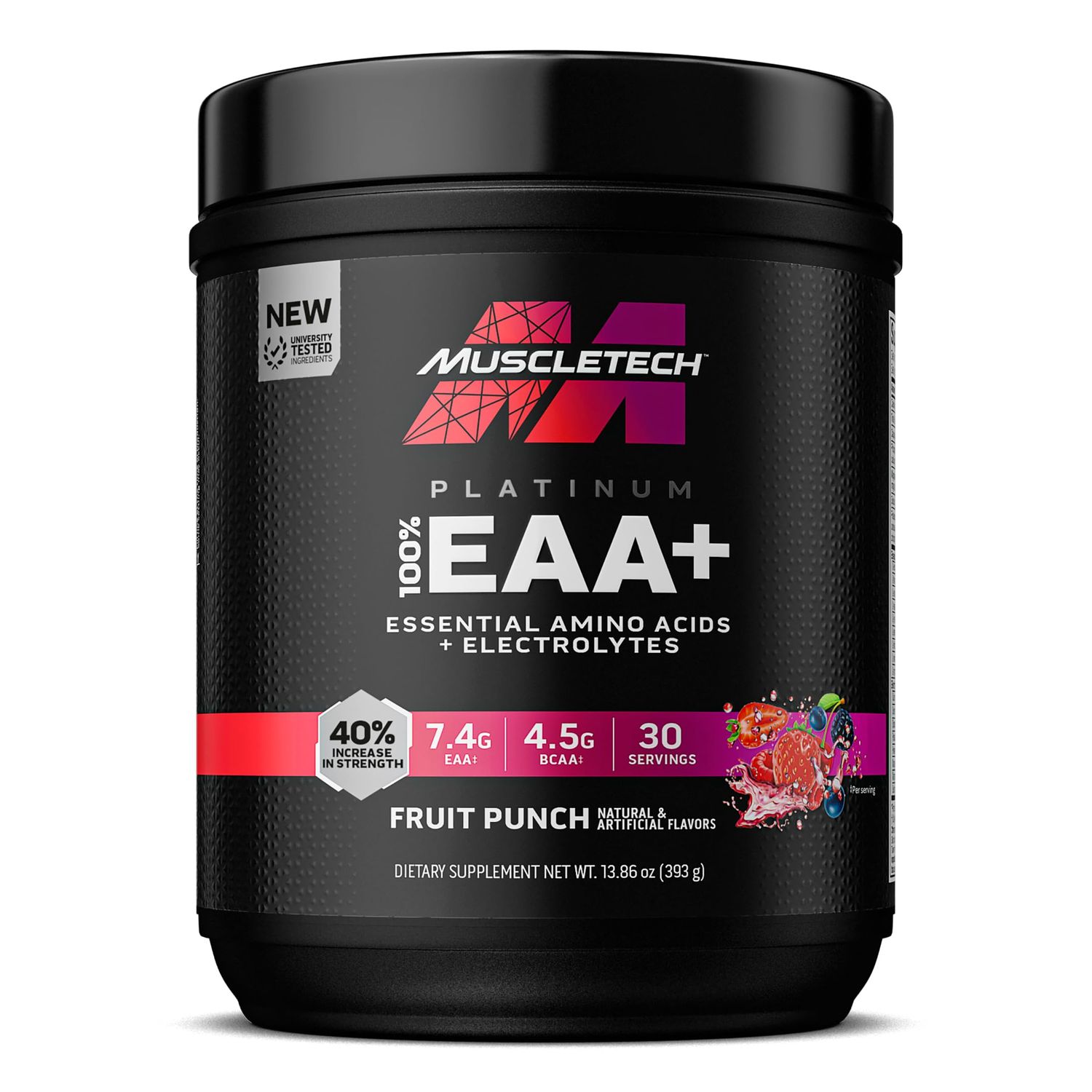 MuscleTech | Platinum 100% EAA+| Essential Amino Acids| Muscle Strength Builder for Men &amp; Women | Workout Supplement | Fruit Punch | 13.8 oz | 30 Servings