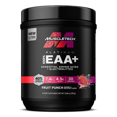 MuscleTech | Platinum 100% EAA+| Essential Amino Acids| Muscle Strength Builder for Men &amp; Women | Workout Supplement | Fruit Punch | 13.8 oz | 30 Servings