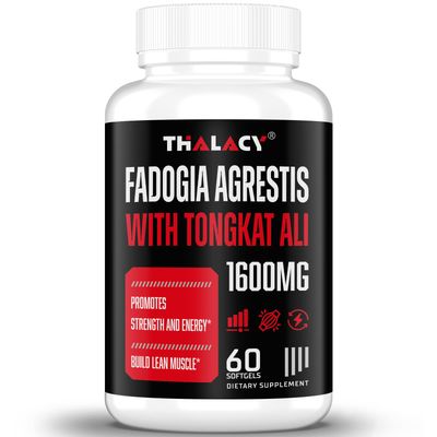 Thalacy 1600mg Fadogia Agrestis Tongkat Ali Supplement, Fadogia Agrestis Extract for Men with Ashwagandha - Maximum Strength, 60 Softgels