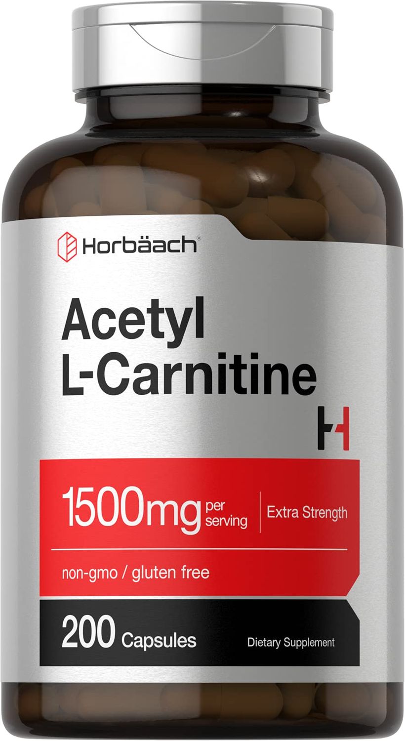 Horbach Acetyl L-Carnitine 1500mg | 200 Capsules | Extra Strength Supplement | Non-GMO &amp; Gluten Free