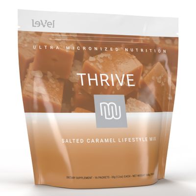Le-Vel Thrive 2.0 Premium Salted Caramel Protein Shake for Men &amp; Women | Salted Caramel Protein Powder Mix Fills Nutritional Gaps | Gluten Free High Calorie Protein Shake 16 Packets (Single Serves)