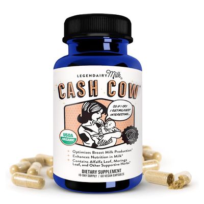 Legendairy Milk Cash Cow Lactation Supplement, Moringa, Alfalfa, and Goat&#39;s Rue Breastfeeding Supplement for Milk Supply Increase, Fenugreek-Free, Certified Organic, Vegan, Non-GMO, 60 Capsules