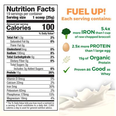 Growing Naturals Organic Rice Protein Powder - 15g Plant Protein, 2.8G BCAA - Low-Carb, Low-Sugar, Non-GMO - Vanilla Blast, 2 Pound (Pack of 1)
