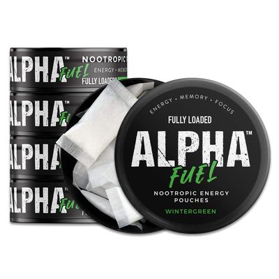 Fully Loaded Alpha Fuel Nootropic Pouches (Wintergreen Fuel) - Nootropic Energy Pouches with Caffeine, Alpha GPC, Tyrosine, Taurine, Guarana and More