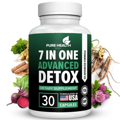 Extra Strength Fast Acting 7-in-ONE Advanced Formula - Full Body Cleanse - Detox &amp; Liver Cleanse - Detox &amp; Liver Repair, All Natural Toxins Remover, Healthy Cleansing Support for Liver (30 Capsule)