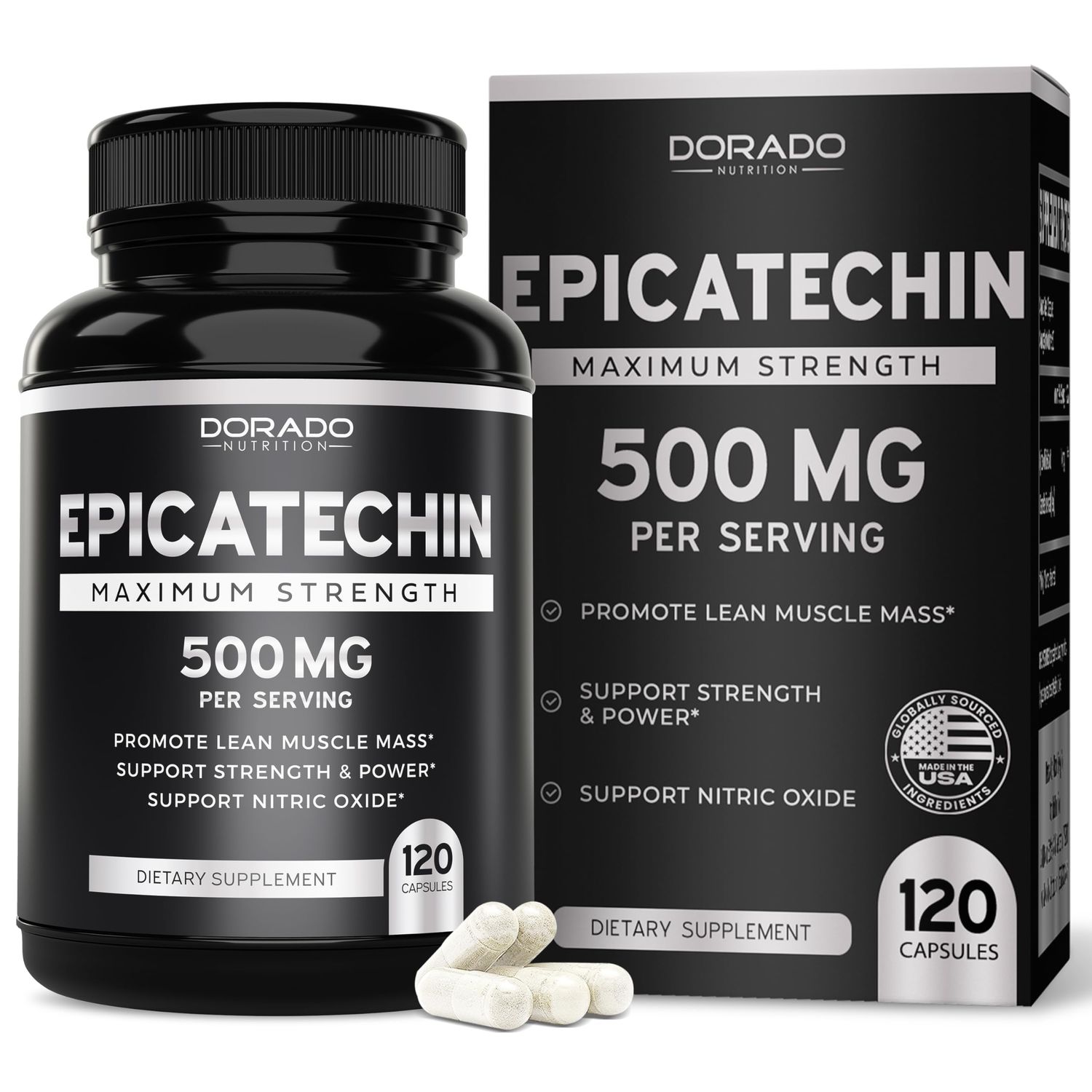 Epicatechin Extract 500mg Per Serving - (120 Capsules) - Supports Lean Muscle, Nitric Oxide, Myostatin Inhibitor, Stamina, Endurance, Pump &amp; Gains - Non-GMO &amp; Vegan Supplement - (120 Count)