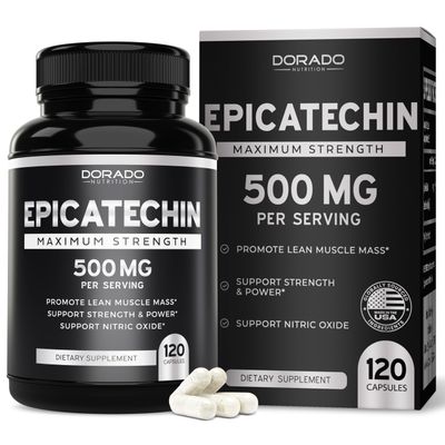 Epicatechin Extract 500mg Per Serving - (120 Capsules) - Supports Lean Muscle, Nitric Oxide, Myostatin Inhibitor, Stamina, Endurance, Pump &amp; Gains - Non-GMO &amp; Vegan Supplement - (120 Count)