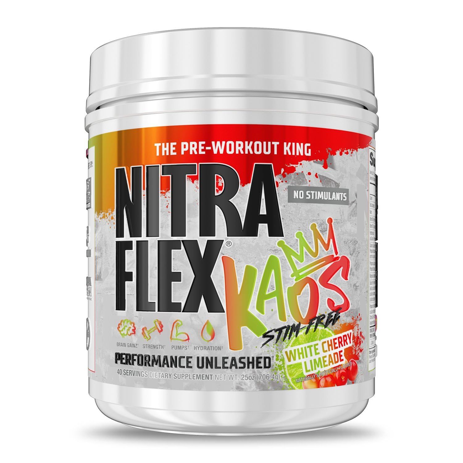 GAT SPORT Nitraflex KAOS Stimulant Free Pre-Workout (White Cherry Limeade)
