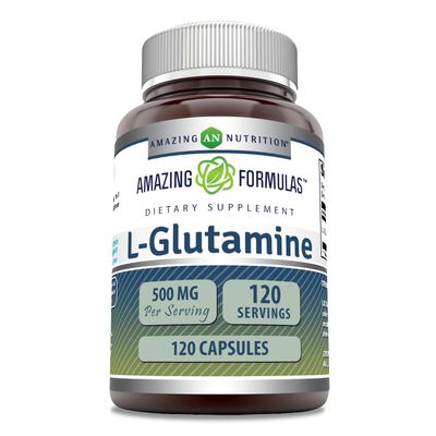 Amazing Formulas L-Glutamine Supplement | 500 Mg | 120 Capsules | Non-GMO | Gluten-Free | Made in USA
