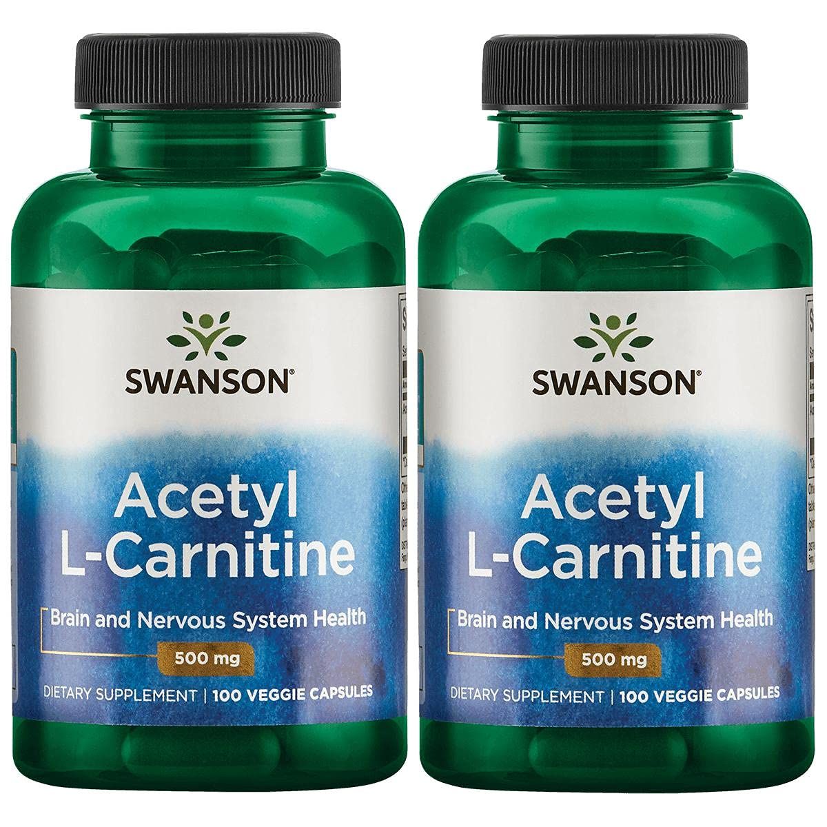 Swanson Acetyl-L-Carnitine - Amino Acid Supplement Promoting Cognitive Health &amp; Muscle Support - Natural Formula May Promote Nervous System Health - (100 Veggie Capsules) 2 Pack