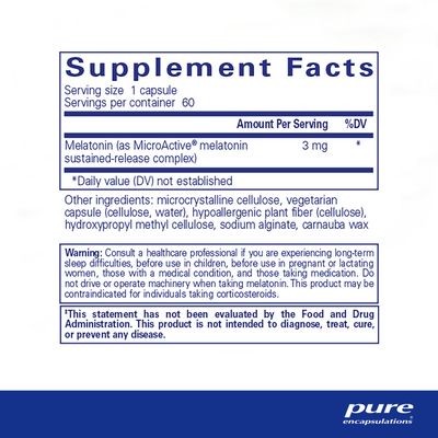 Pure Encapsulations Melatonin-SR - Extended Release Melatonin - Supports Restful Sleep* - Sleep Supplement - Gluten Free &amp; Vegan - 60 Capsules