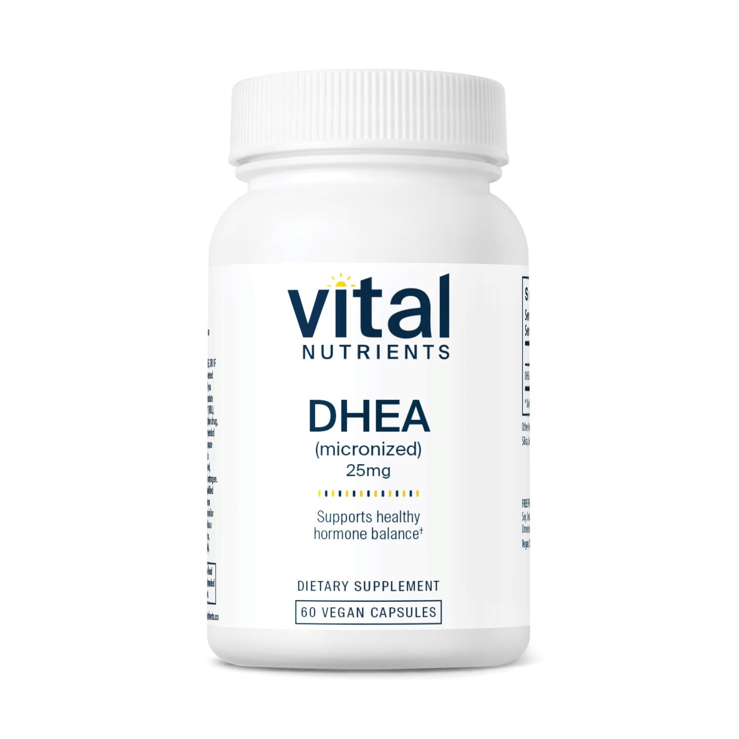 Vital Nutrients DHEA 25mg | Vegan Micronized DHEA Supplement for Women &amp; Men | Supports Hormone Balance | Supports Healthy Metabolism of Sugar &amp; Minerals | Gluten, Dairy, Soy Free | 60 Capsules