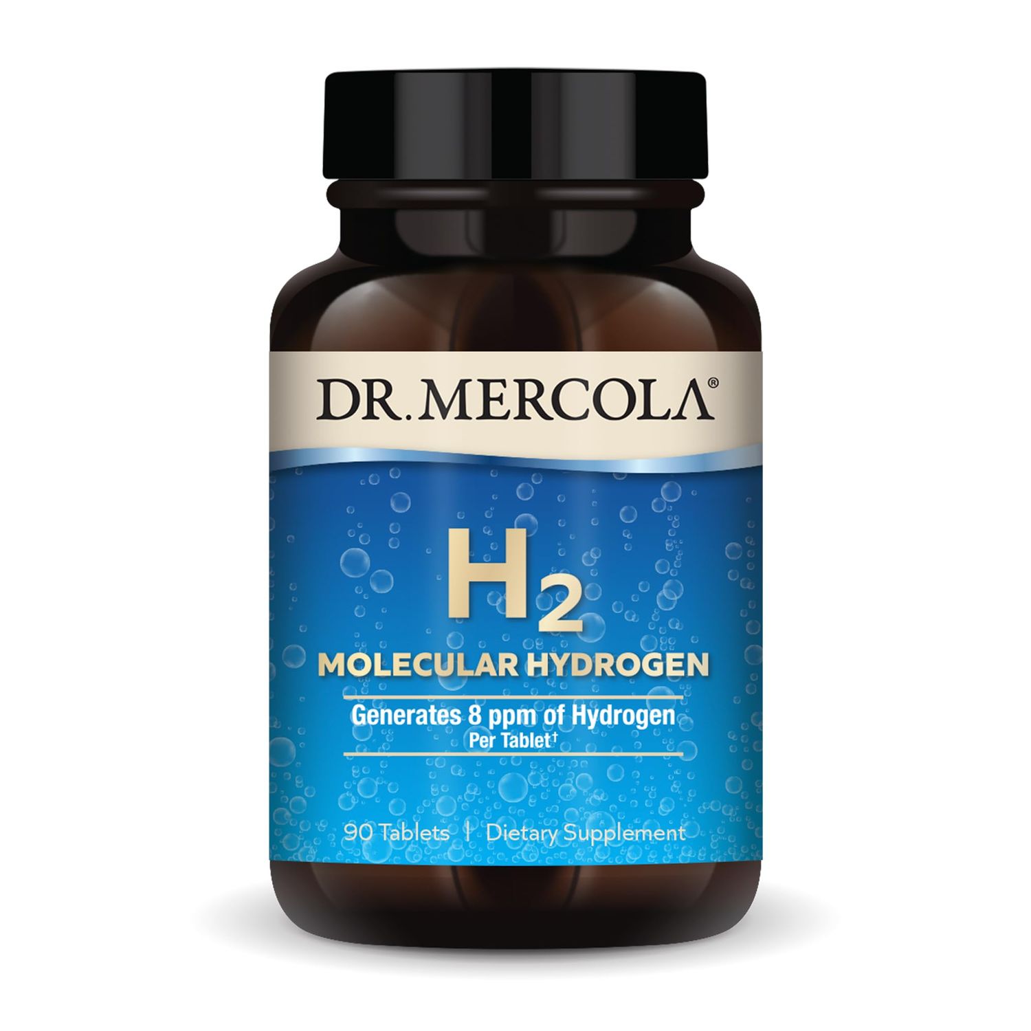 Dr. Mercola H2 Molecular Hydrogen, 90 Servings (90 Tablets), Dietary Supplement, Supports Brain Health and Cognitive Function, Non GMO