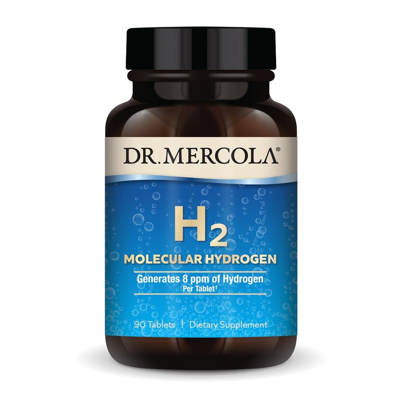 Dr. Mercola H2 Molecular Hydrogen, 90 Servings (90 Tablets), Dietary Supplement, Supports Brain Health and Cognitive Function, Non GMO