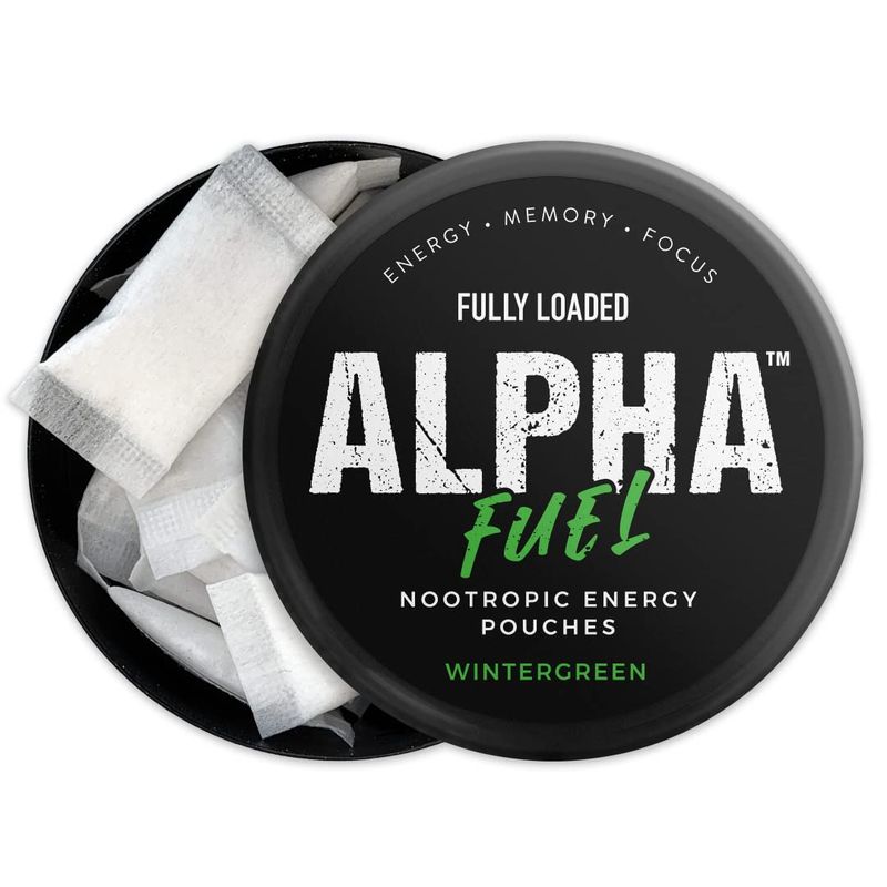Fully Loaded Alpha Fuel Nootropic Pouches (Wintergreen Fuel) - Nootropic Energy Pouches with Caffeine, Alpha GPC, Tyrosine, Taurine, Guarana and More