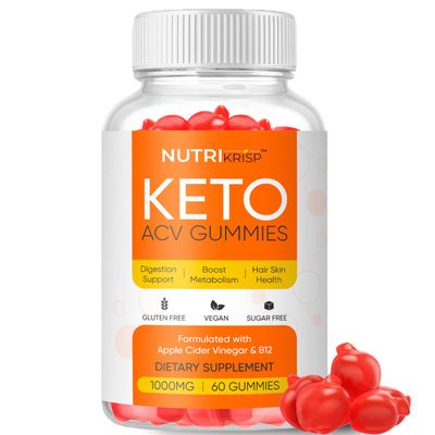 NutriKrisp Keto ACV Gummies - Sugar-Free Gluten-Free Apple Cider Vinegar Supplement for Men Women (1000MG)