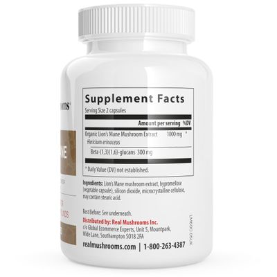 Lions Mane Mushroom Cognition Capsules (120 Capsules) Lions Mane Mushroom Powder Extract Capsules | Brain Supplement, Brain Vitamins, Focus Supplement