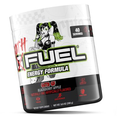 G Fuel Goth GF Energy Drink Powder, Pre Workout Caffeine Powder, Energy Powder Drink Mix for Gaming, Sugar Free Focus Amino, Vitamin + Antioxidants, 9.9oz (BlackBerry Apple, 40 Servings)