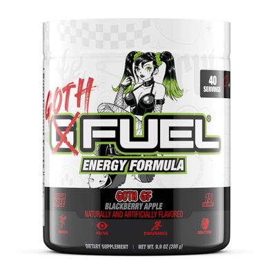 G Fuel Goth GF Energy Drink Powder, Pre Workout Caffeine Powder, Energy Powder Drink Mix for Gaming, Sugar Free Focus Amino, Vitamin + Antioxidants, 9.9oz (BlackBerry Apple, 40 Servings)