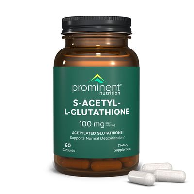 Prominent Nutrition S-Acetyl L-Glutathione Supplement - Clinically Researched Emothion Acetylated Glutathione for Normal Liver Detoxification Support &amp; Optimal Antioxidant Effect, 60 Vegan Capsules
