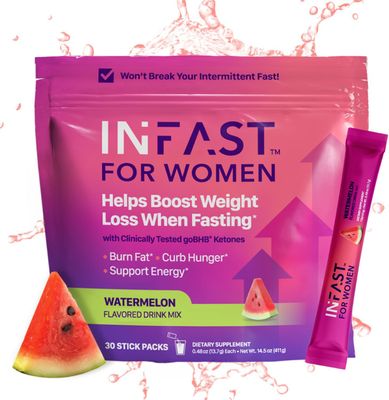 Intermittent Fasting Drink Mix for Women - BHB Exogenous Ketones Powder with Fasting Electrolytes &amp; Green Coffee Bean Extract for Energy Focus and Hormonal Balance Support (Watermelon) - 30ct