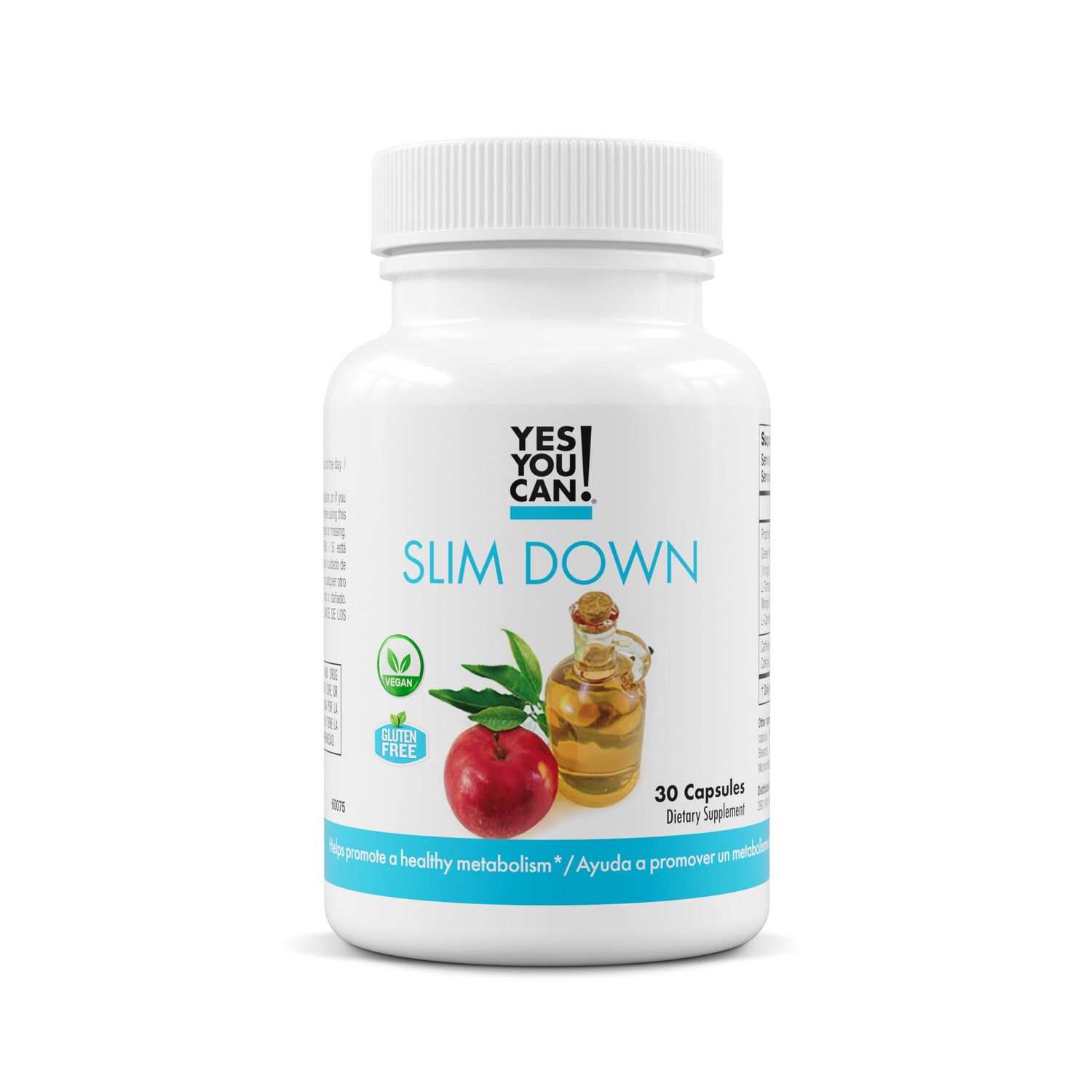Yes You Can! Slim Down Dietary Supplements - with African Mango, L-Carnitine, Apple Cider Vinegar, Green Tea Extract, and Caffeine derived from Guarana Seed Extract, 30 Capsules/1 Month Supply