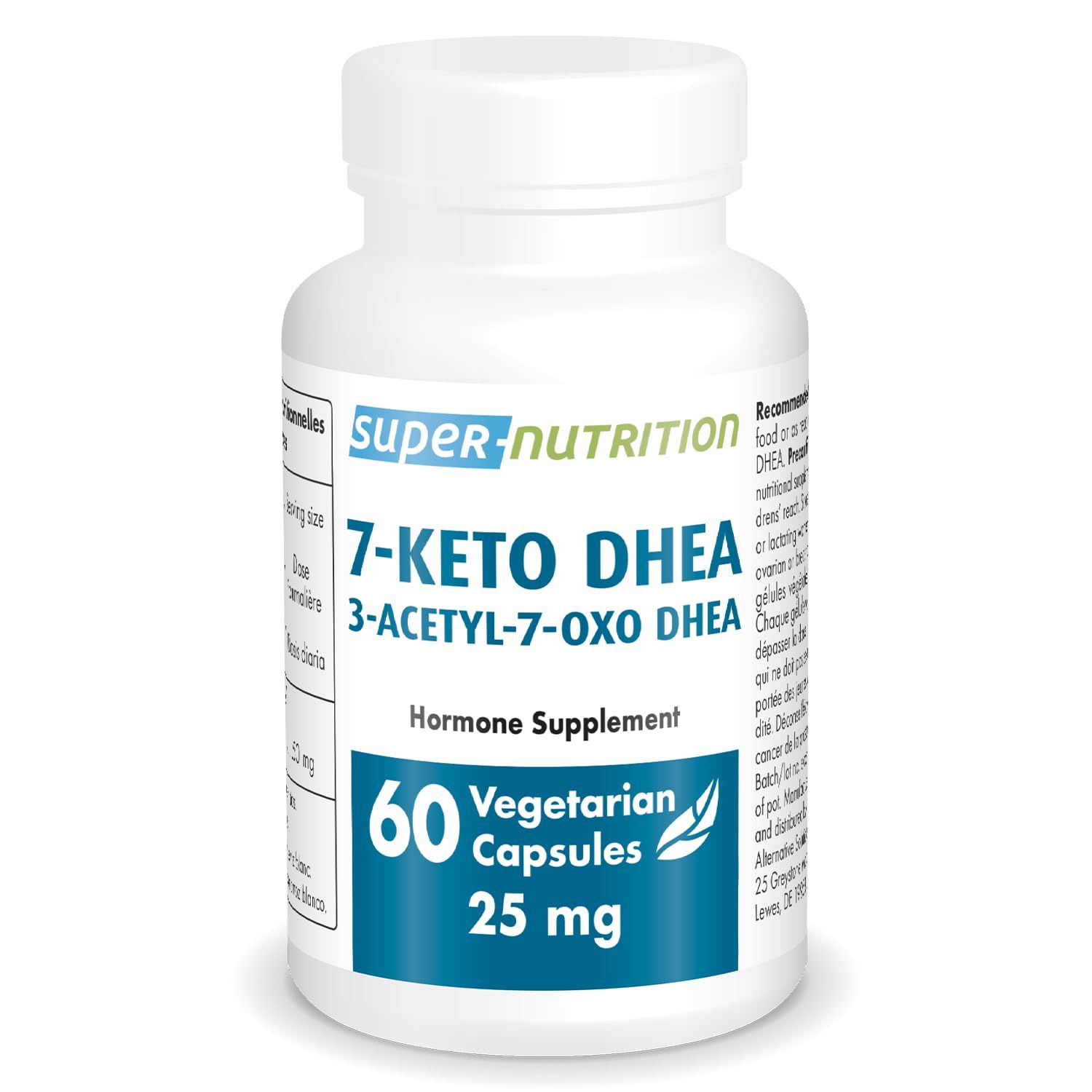 Supersmart - 7-Keto DHEA 25mg (Patented Ingredient) - Advanced DHEA Metabolite Supplement | Clean Label | Non-GMO &amp; Gluten Free - 60 Vegetarian Capsules