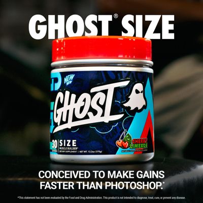 GHOST Size V3 Muscle Builder Dietary Supplement - Cherry Limeade, 30 Servings - Support Muscle Growth &amp; Strength Building for Men &amp; Women - Creatine &amp; Betaine - Free of Sugar &amp; Gluten