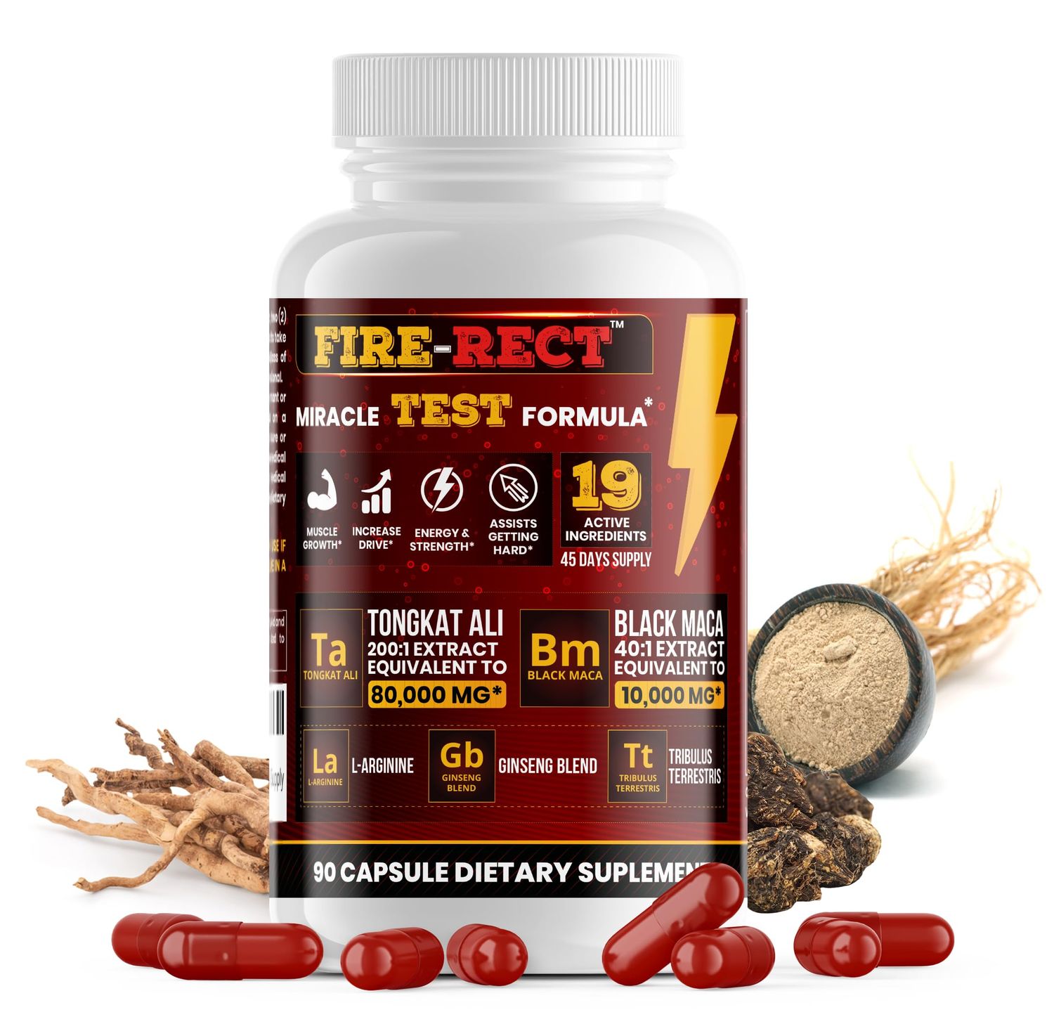 Best Testosterone Supplement for Men - Testosterone Booster for Men including a 19 in 1 Potent Extract Formula with Tongkat Ali, Black Maca, L Arginine &amp; Ginseng - Endurance &amp; Muscle Boost (45 Days)