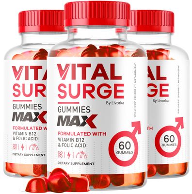 (3 Pack) Vital Surge Male Gummies - Men&#39;s Performance Gummies, MAX Strength VitalSurge Advanced Formula, VitaSurge for Men Vitale Vita, 1050MG (180 Gummies)