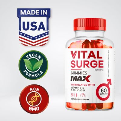 (3 Pack) Vital Surge Male Gummies - Men's Performance Gummies, MAX Strength VitalSurge Advanced Formula, VitaSurge for Men Vitale Vita, 1050MG (180 Gummies)