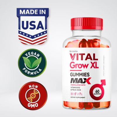 (3 Pack) Vital Grow XL Male Gummies - Men's Performance Gummies 1050MG Vital GrowXL Blend, Vital Growth Gummy Advanced Gomitas Formula, 180 Gummies for 3 Months
