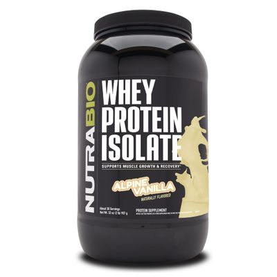 NutraBio Whey Protein Isolate Powder Supplement - 25g of Protein Per Scoop with Complete Amino Acid Profile - Soy and Gluten Free Protein Powder - Zero Fillers and Non-GMO - Alpine Vanilla - 2 Lbs
