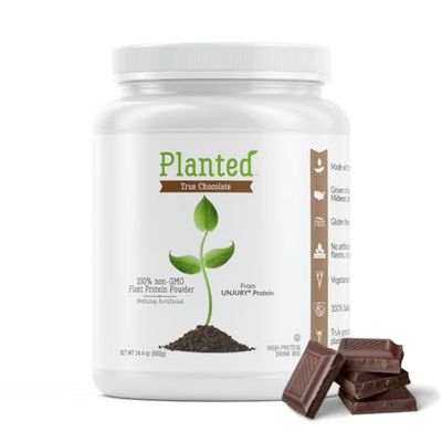 Unjury Planted Vegan Protein Powder | 20g Chocolate Pea Protein Powder | Low Sugar Plant Protein Powder | Gluten and Dairy Free | Non-GMO | 20 Servings