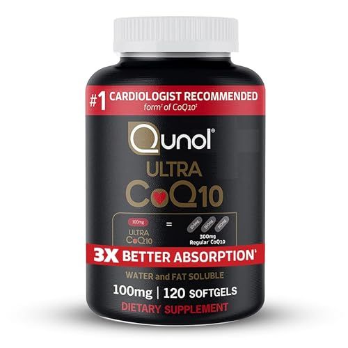 Qunol CoQ10 100mg Softgels, Ultra CoQ10 100mg, 3x Better Absorption, Antioxidant for Heart Health &amp; Energy Production, Coenzyme Q10 Vitamins and Supplements, 4 Month Supply, 120 Count