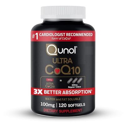 Qunol CoQ10 100mg Softgels, Ultra CoQ10 100mg, 3x Better Absorption, Antioxidant for Heart Health &amp; Energy Production, Coenzyme Q10 Vitamins and Supplements, 4 Month Supply, 120 Count