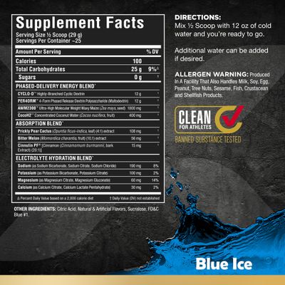 ALLMAX Nutrition - CARBION+ Workout Hydration Supplement Powder with Electrolytes, Supports Endurance, Recovery, and Exercise Performance, Gluten Free and Vegan, Blue Ice, 25 Servings