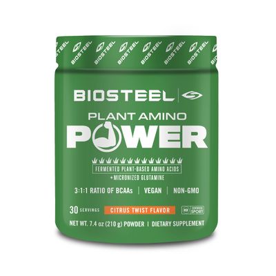 BIOSTEEL Plant-Amino Power BCAA Powder, Fermented Plant-Based Amino Acids, Non-GMO Formula, Citrus Twist, 30 Servings